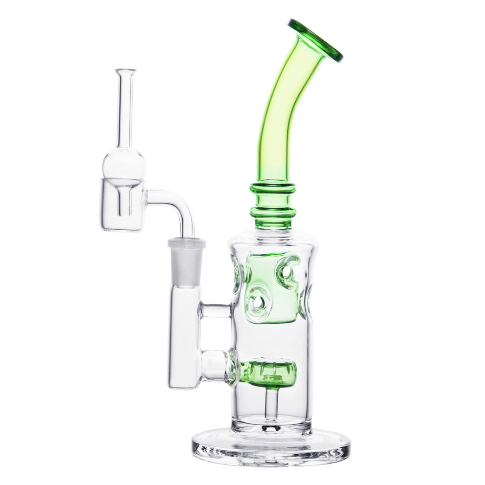 Rora Green Glass Honeycomb Bong Handmade Water Pipe Perc Wax 14.4Mm Bongs With Quartz Banger Cap Bowl For Bongs (Green)