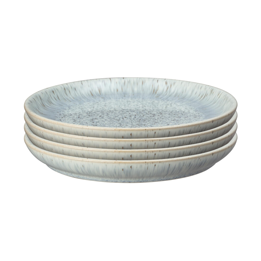 Denby - Halo Speckle Dinner Plates Set of 4 - Grey, Neutral Patterned Coupe Dishwasher Microwave Safe Crockery 26cm - Glazed Ceramic Stoneware