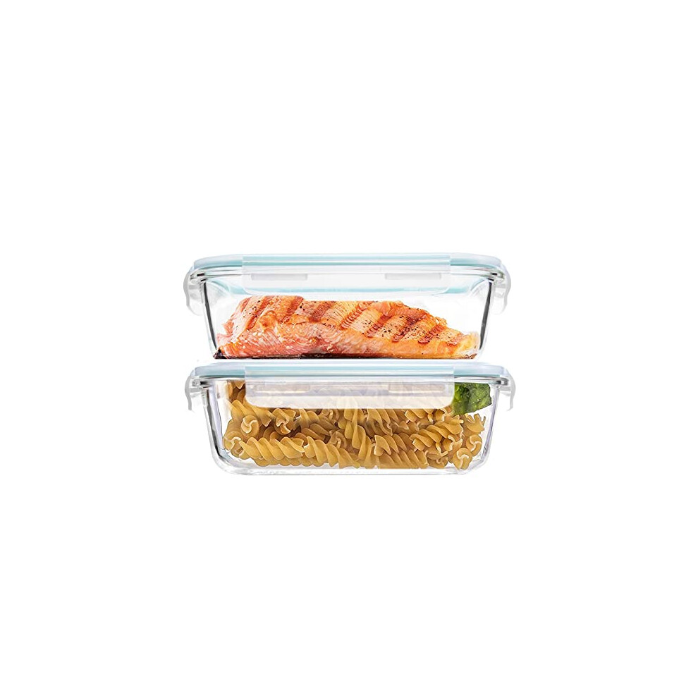 Luvan 1520Ml Large Glass Food Storage Containers With Lids, Airtight Glass Meal Prep Containers Set Lunch Box Bpa Free & Leak-Proof For