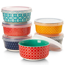 DOWAN 176 ml Dipping Bowls Set of 6, 9 cm Diameter Porcelain Ramekins with Lids for Creme Brulee, Condiment, Olives, Nuts, Souffle Dishes, Oven Safe,