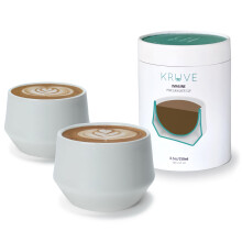 KRUVE Imagine Porcelain Latte Coffee Cups, Double Walled Espresso Cups, Glass Cups Set of Two - 8.5oz Thermal Spherical Design for Latte Art,