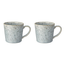 Denby - Halo Speckle Coffee Mug Set of 2?390ml Reactive Glaze Stoneware Ceramic Tea Mug Set - Dishwasher Safe, Microwave Safe - Black, Grey, White -