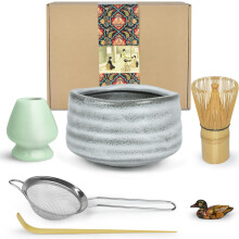 Artcome Matcha Ceremony Kit for Japanese Tea Ceremony, Traditional Matcha Bowl, Whisk, Tea Scoop, Matcha Powder Strainer, Matcha Tea Set for Making