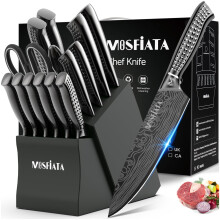 MOSFiATA 17-Piece Knife Set, Super Sharp Professional Chef Kitchen Knife Set with Block, High Carbon Stainless Steel Cooking Kitchen Knives Set with