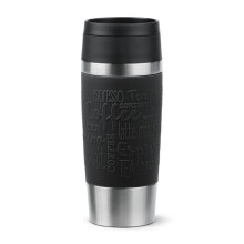 Tefal Travel Mug Classic Black, Comfort Screw Lid, Quick Press, Soft-Touch Sleeve, Travel-Ready, Reusable, 100% Leak-Proof, Keeps Drinks Cold (8 hrs)