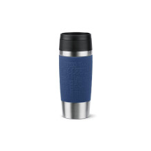 Tefal Travel Mug Classic Blue, Comfort Screw Lid, Quick Press, Soft-Touch Sleeve, Travel-Ready, Reusable, 100% Leak-Proof, Keeps Drinks Cold (8 hrs)