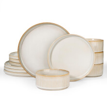 Richmount Star Plates and Bowls Set, 12 Pieces Dinner Set for 4, Stoneware Dinnerware Sets with Dinner Plates/Salad Plate/Cereal Bowls, Dishwasher &