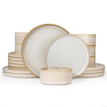 Richmount Star Plates and Bowls Set, 18 Pieces Dinner Sets for 6 People, Stoneware Dinnerware Sets with Dinner Plates/Salad Plate/Cereal Bowls,