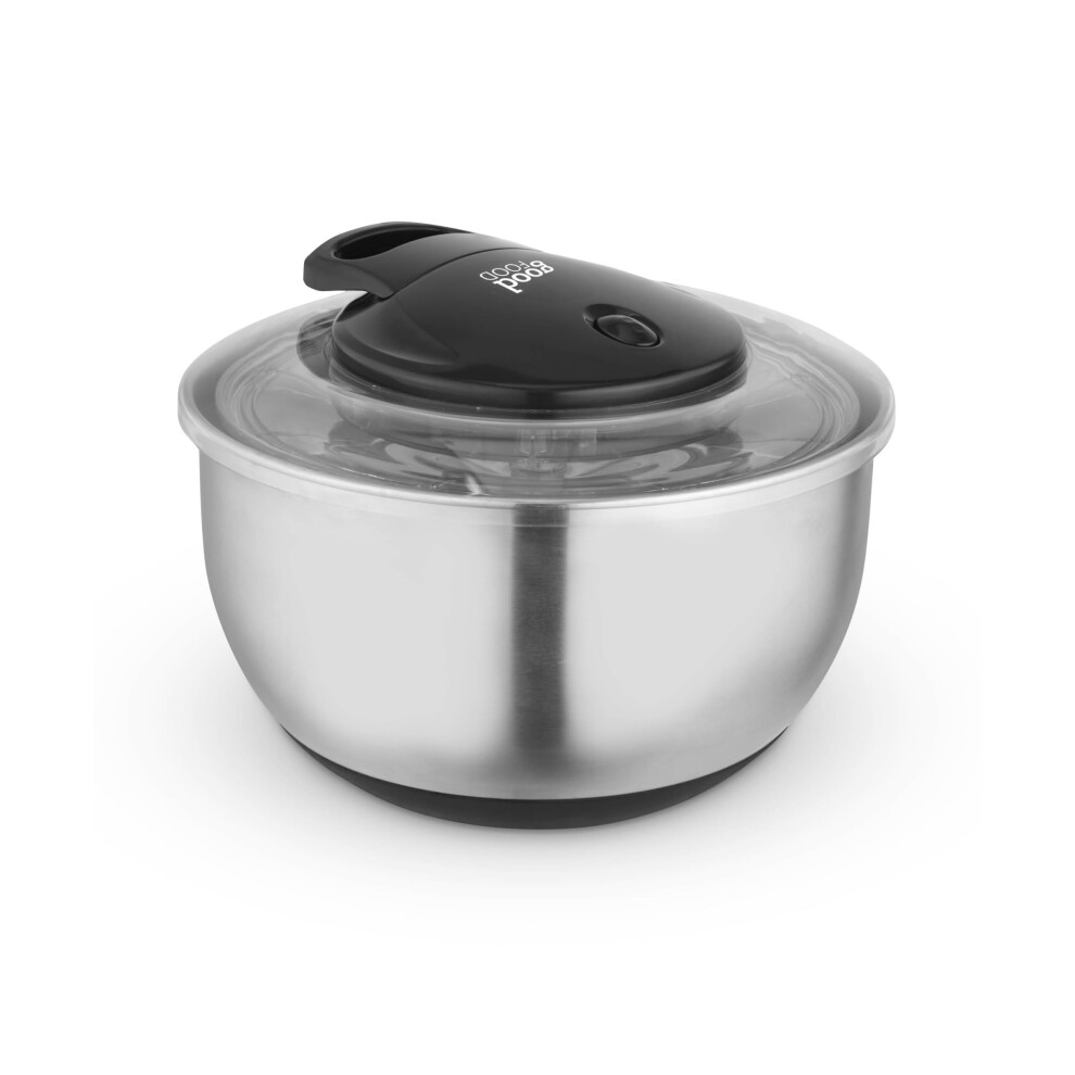 Tower Gf847071 Good Food In Partnership With Salad Spinner With Removable Basket, Easy Pull Cord, Stop Button And Non-Slip Base, 5 Litre, Stainless