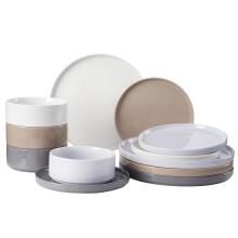 Richmount Nebula 12 Piece Dinner Set, Plates and Bowls Set, Speckled Stoneware Dinner Set for 4, Chip and Scratch Resistant Dinnerware Sets,