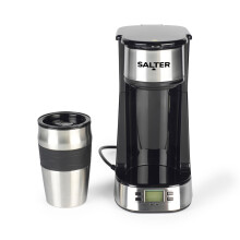Salter Digital Coffee Maker ? One Cup Filter Coffee Machine, Washable & Reusable Filter, Includes 420ml Stainless Steel Travel Mug, 3-4 Minutes