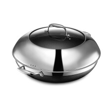HexClad Hybrid Nonstick 35 cm Wok with Stainless Steel Lid, Stay-Cool Handles, Dishwasher-Friendly, Oven-Safe Up to 480?C, Induction Ready, Compatible