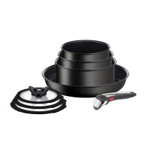 Tefal Ingenio Unlimited ON 8 Piece Non-Stick Induction Pan Set, 28 cm Frying Pan, 16&18&20 cm Saucepans, 16&18&20 cm Glass Lids, 1 Bakelite Removable