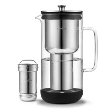 Aarke Purifier, Water Filter Jug in Glass and Stainless Steel, 2.4L / 10 Cups, Includes Aarke Pure Filter Refill Bag