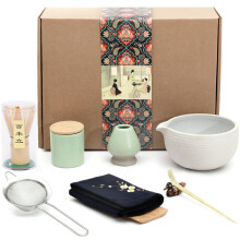 Artcome Japanese Matcha Tea Set, Matcha Bowl with Pouring Spout, Matcha Whisk, Tea Scoop, Ceramic Whisk Holder, Matcha Powder Caddy, Handmade Matcha