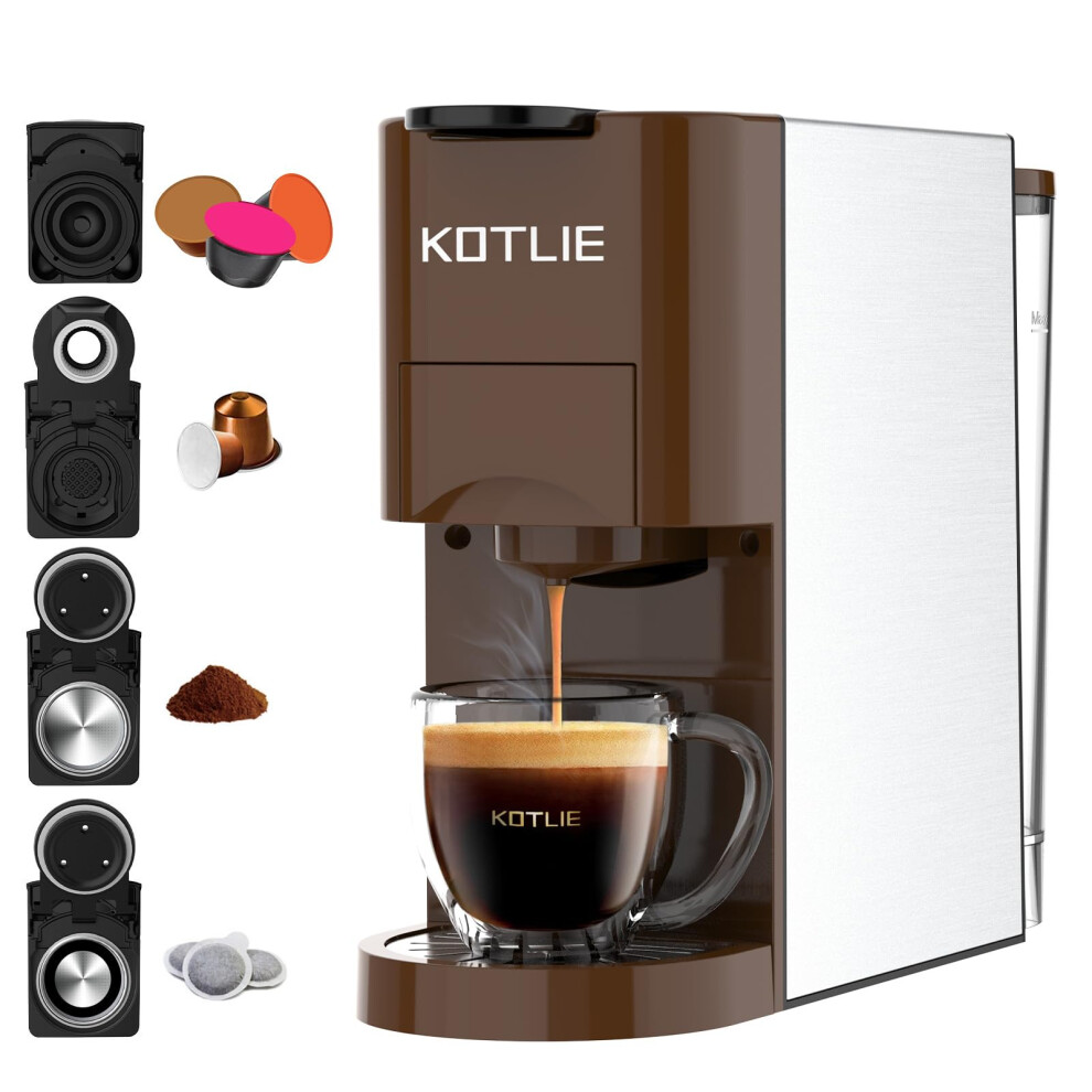 KOTLIE 19 Bar Espresso 4in1 Coffee Machine for Nespresso Original/Dolce Gusto/L?OR/Ground Capsule and ESE Coffee Pods AC-513K