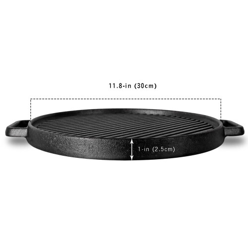 Double Sided Cast Iron Griddle Pan for BBQ - 30 cm 2