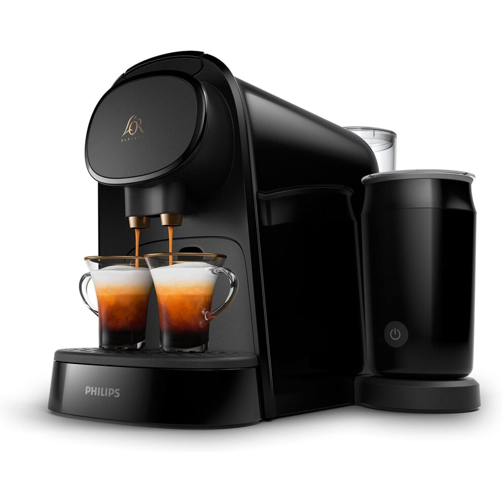 Versuni PHILIPS L'OR BARISTA Coffee Capsule Machine & Milk Frother, for Double or Single Capsule, Black (LM8014/60)