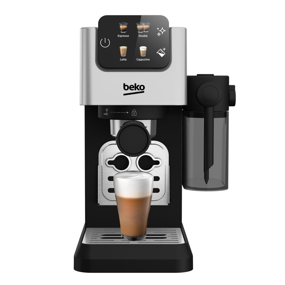 Beko CaffeExpertoTM CEP5304X Semi Automatic Espresso machine | Colour Touch Display | Integrated Milk Jug | Dual Nozzle | 15 Bar pressure | Silver |