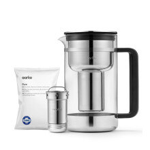 Aarke Purifier Large, Water Filter Jug in Glass and Stainless Steel, 2.8L / 12 Cups, Includes Aarke Pure Filter Refill Bag