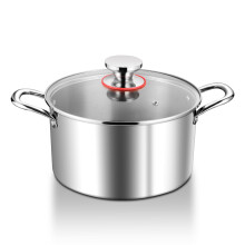 HaWare Stock Pot, 4.5L Tri-Ply Stainless Steel Soup Pot with Visible Lid, 22cm Cooking Stockpot for Induction/Electric/Gas/Ceramic, Healthy & Non