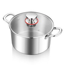 HaWare 7.7L Stock Cooking Pot, 26cm Tri-Ply Stainless Steel Soup Pot with Visible Lid, Large Induction Cooking Stockpot Suit for All Kitchen Stove