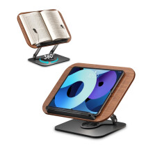Viozon Book Stand for Reading,Book Holder, Height&Angle Adjustable, 360? Rotating Base, Foldable & Portable, Lightweight for Office, Kitchen, School