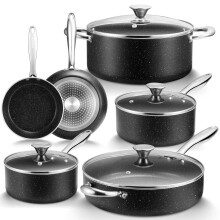 Nonstick Pots and Pans Set 10pcs, Induction hob Pan Set, Induction Compatible, Large Capacity Kitchen Cooking Pans
