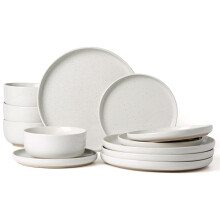 Richmount Milkyway Plates and Bowls Set, 12 Piece Dinner Set, Speckled Stoneware Dinner Set for 4, Chip and Scratch Resistant Dinnerware Sets,