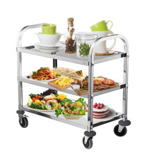 HLC 3 Tier Stainless Steel Serving Catering Trolley Wheels Utility Cart Kitchen Cart Serving Trolley with Locking Wheels for Kitchen Hotels -