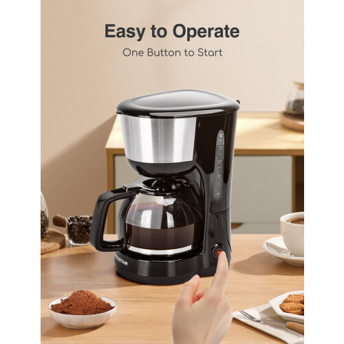 Aigostar Filter Coffee Machine Drip Coffee Maker, 40Mins Keep Warm, Anti-Drip Function, Fast Brewing Coffee Maker with Reusable Filter, Pour Over 2