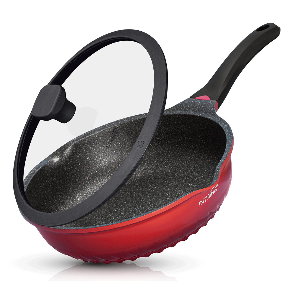 INTIGNIS Deep Non-Stick Frying Pan with Lid ? 3-in-1 Saut? Pan, Skillet & Mini Wok ? GREBLON Ceramic Coating | Induction Hob Safe | Stainless Steel-image-OPC-PH522B6-NEW
