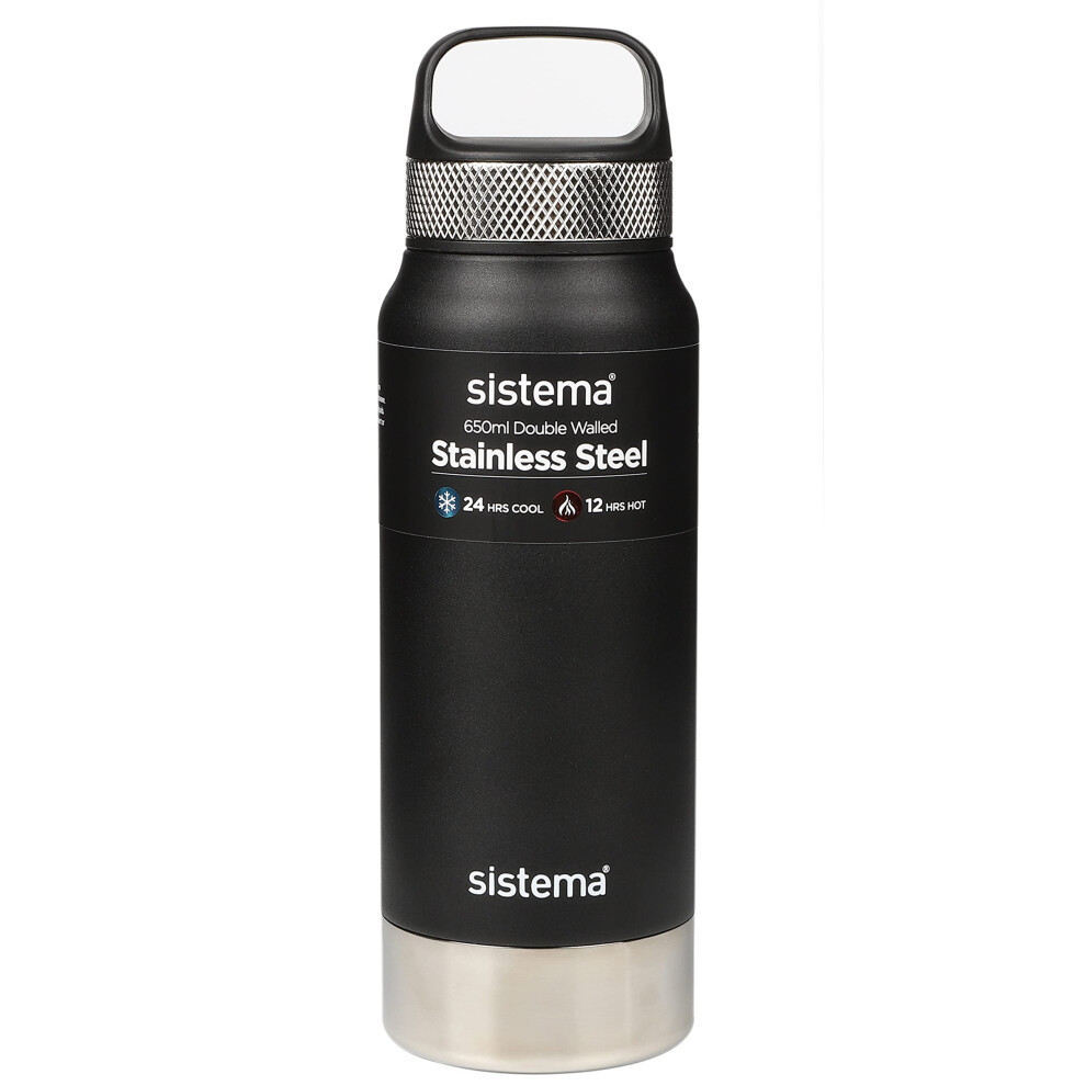 Sistema Hydrate Stainless Steel Water Bottle 650 Ml Bpa-Free Double Wall Vacuum Insulated Metal Water Bottle Keeps Liquid Hot (12 Hours) & Cool (24