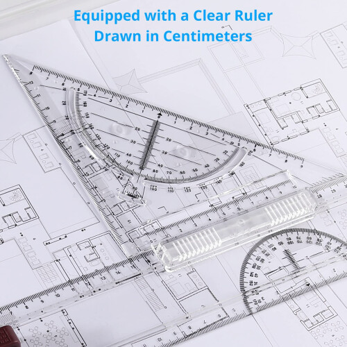 eSynic A3 Drawing Board Set, A3 Multifunction Drafting Table Adjustable Measuring System Angle Parallel Motion Drawing Board with Protractor, Paper 1