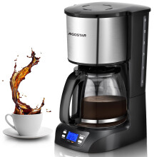 Aigostar Filter Coffee Machine, Programmable Drip Coffee Maker with 24hr Timer & 40min Keep Warm, Fast Brewing, 1.5L Coffee Filter Machine with
