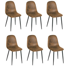 Homy Casa Set of 6 Suede Dining Chairs Soft Chairs Upholstered seat with Black Solid Metal Legs Kitchen Chairs for Living Room?Dressing