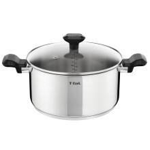 Tefal Comfort Max 24cm Stainless Steel Stewpot ? Durable Casserole Dish with Glass Lid, Induction Compatible, Ergonomic Stay-Cool Handles, Dishwasher