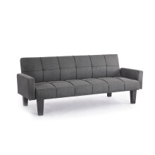Home Detail 3 Seater Sofa Bed Fabric Tufted Fabric Dark Grey Light Grey Clic-Clac Black Legs (Dark Grey)