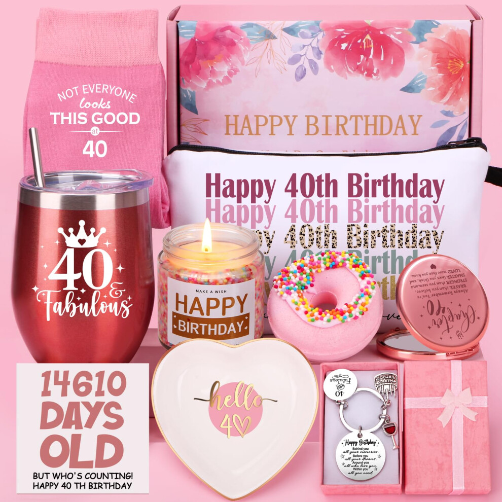 40th Birthday Gifts for Women, Happy 40th Birthday Hamper for Her, 40 Year Old Lady Gifts,Birth-Day Pamper Box for Mum Best Friend Sister Wife Turning