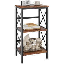 YMYNY Bookcase, 3 Tier Storage Rack, Plant Rack, Storage Microwave Shelf with Steel Frame, for Living Room, Kitchen, Office, Study Hall, Industrial