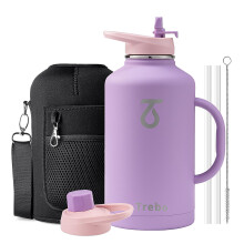 Trebo Stainless Steel Bottle - 2L Large Size, Double Wall Insulated Sports Bottle, Wide Mouth, Keeps Cold Water for 48 Hours, Purple