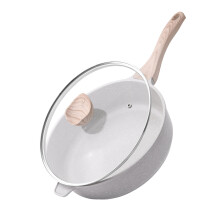 Kordisen Nonstick Ceramic Deep Frying Pan, 28 cm Non Toxic Skillet with Lid, Healthy Saute Pan for Cooking, Induction Cookware, PFOA & PFAS Free