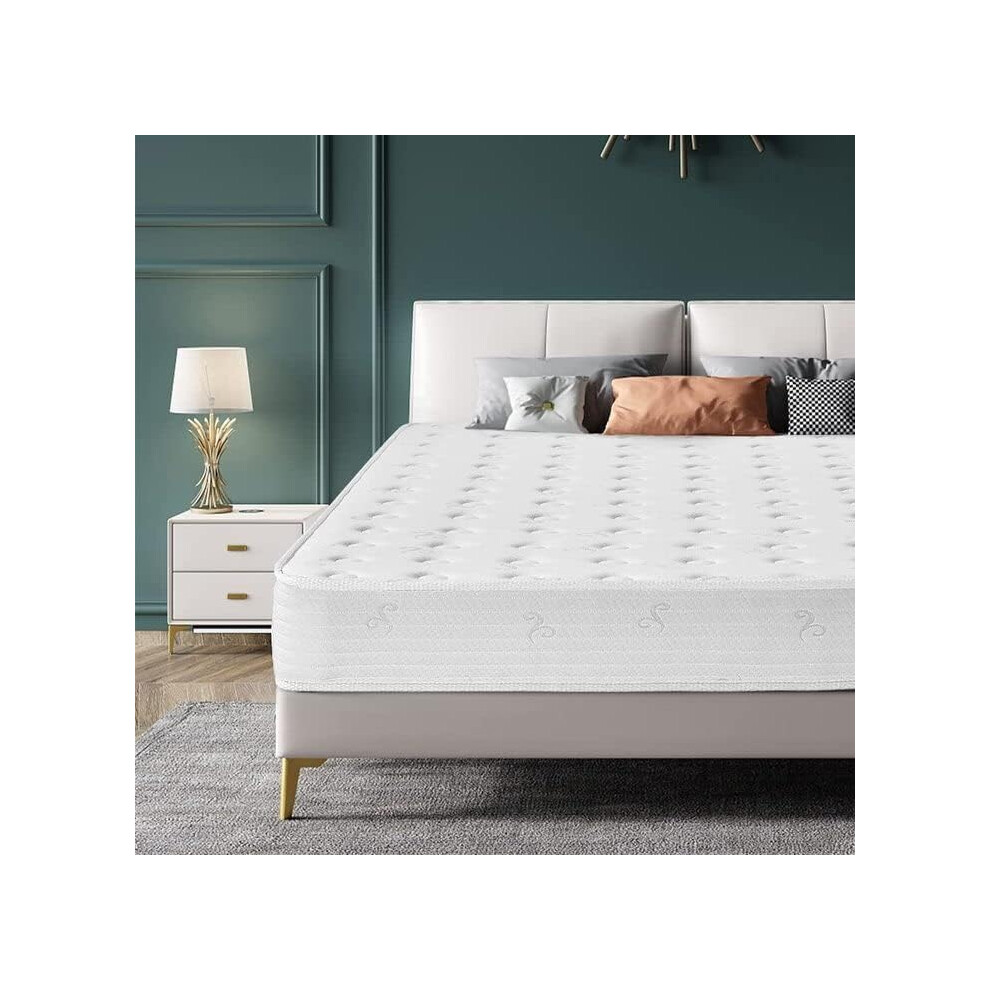 Good Nite Double Mattress 8 Inch Pocket Sprung Memory Foam 4Ft6 With Breathable Foam And Luxurious Jersey Knitted Fabric Medium Firm Bed Mattress Fire