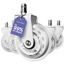 Desktronic Castor Wheels ? Set of 5 ? Rubber Replacement Wheels for Furniture & Office Chairs ? Durable & Smooth Rolling ? Black, 250kg Capacity,