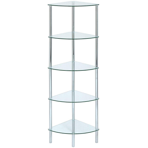 ASPECT Polo 5 Display Glass Unit-Clear, 5 Tier Corner-S - Silver/clear