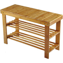 Hossejoy Bamboo Shoe Bench, 3 Tier Shoe Rack Storage Organiser, Shoe Racks Storage Shelf Organizer, Ideal for Entryway, Living Room, Hallway (70 x 28