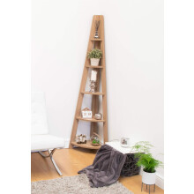 Timber Art Design Riva Scandinavian Retro 5-tier Corner Ladder Wooden Bookcase Shelving Unit for Storage Modern Furniture for Bedroom, Living Room,