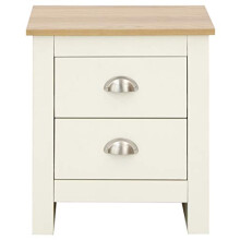 Lancaster Cream with Oak Top Bedroom Furniture - Wardrobes, Chest, Bedside (Bedside Cabinet)