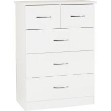 Seconique Nevada 3+2 Drawer Chest in White Gloss