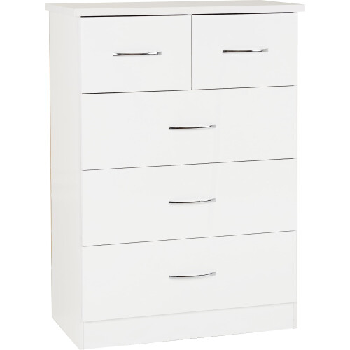 Seconique Seconique Nevada 3+2 Drawer Chest in White Gloss